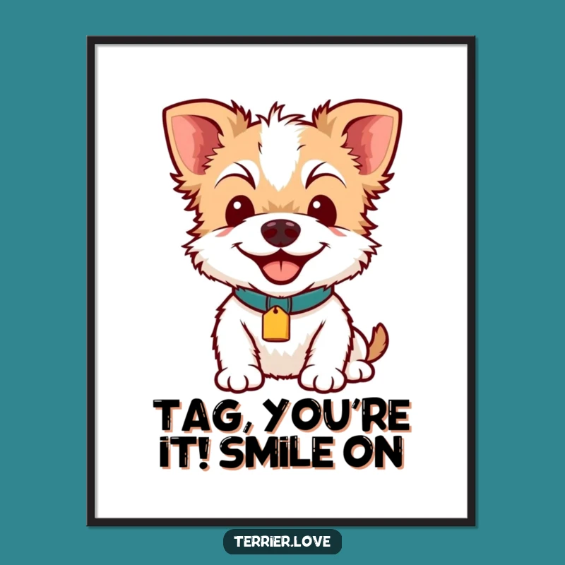 Free Printable Wall Art: Smiling Terrier, Funny Dog Tag Downloadable Art