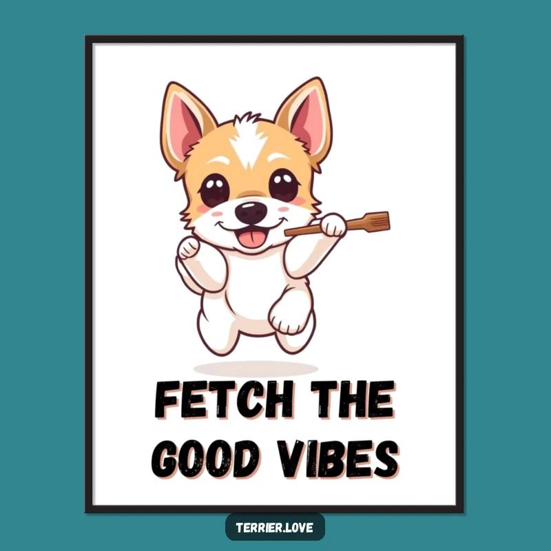 Funny Free Printable Terrier Fetch Art: Joyful Dog Action Downloadable Decor