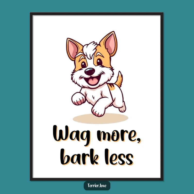 Funny Free Printable Wall Art: Energetic Running Terrier Dog - Downloadable Art Decor!
