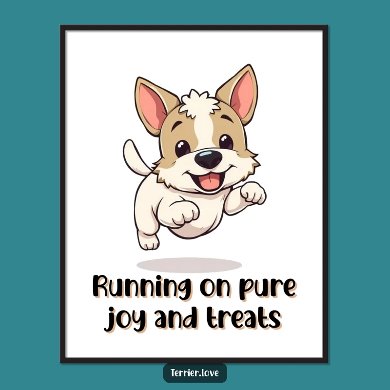 Free Printable Wall Art: Cheerful Terrier Running Happy Dog Downloadable Art Gift
