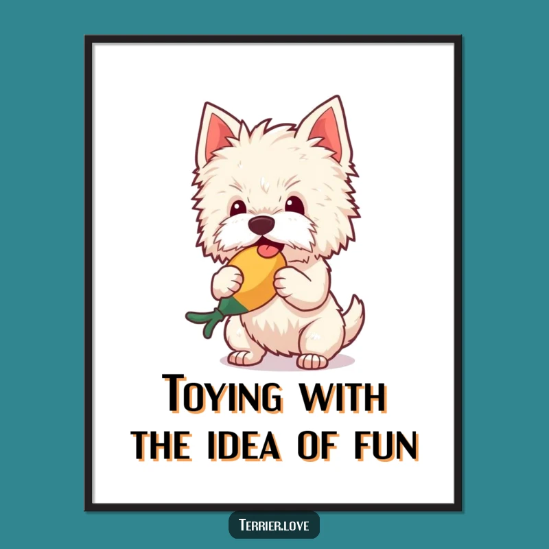 Free Printable Funny Dog Art: Fluffy Terrier Toy Shake, Hilarious Downloadable Decor