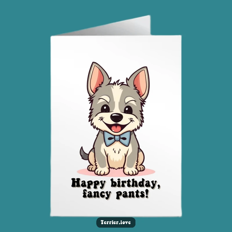 Dapper Free Printable Terrier Birthday Card: Shaking with Joy Downloadable Gift!