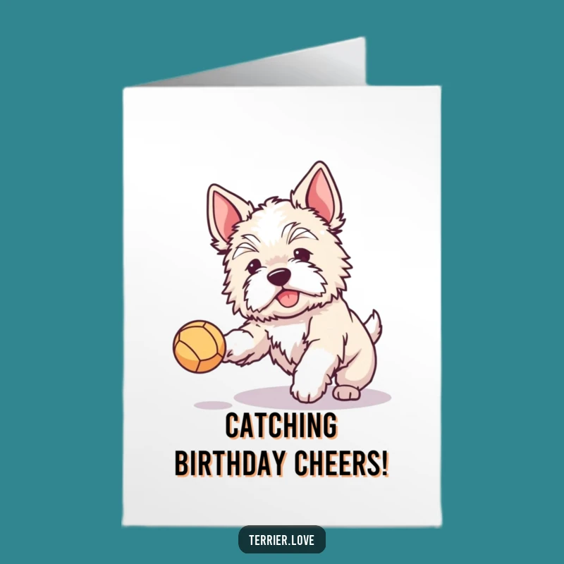 Joyful Terrier Ball Catch Free Printable Birthday Card - Cute Dog Downloadable