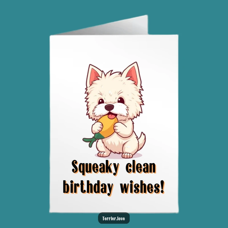 Free Printable Funny Dog Birthday Card: Fluffy Terrier Toy Shake, Hilarious Downloadable Gift