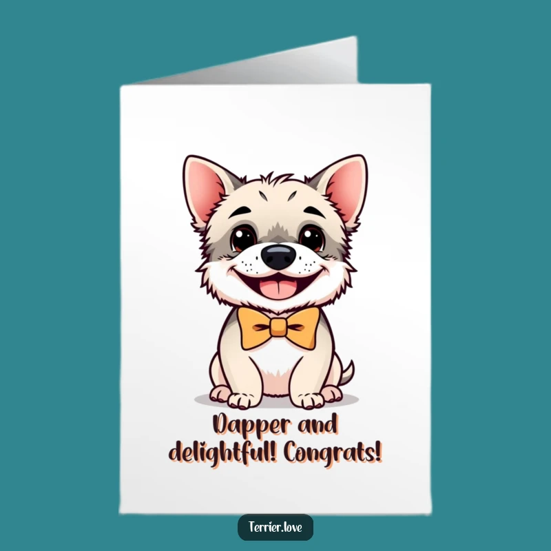 Free Printable Terrier Congrats Card: Bowtie Dog, Grinning, Funny Downloadable Celebration