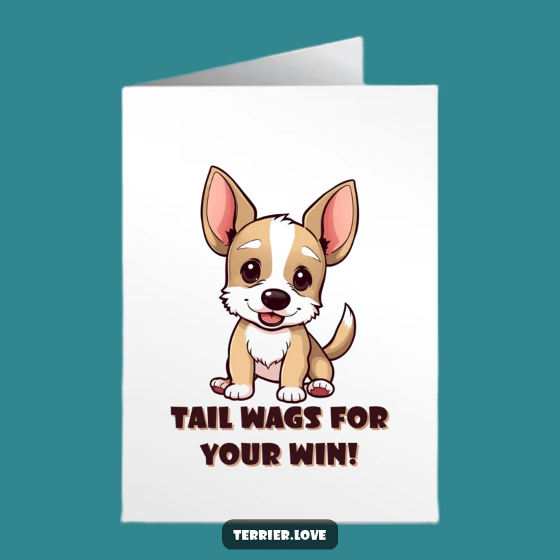 Free Printable Congrats Card: Enthusiastic Terrier Wags - Funny Downloadable