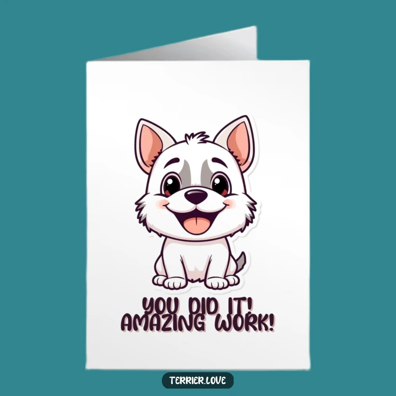 Free Printable Congrats Card: Hilarious Terrier Panting, Ideal Downloadable Gift for Any Achievement