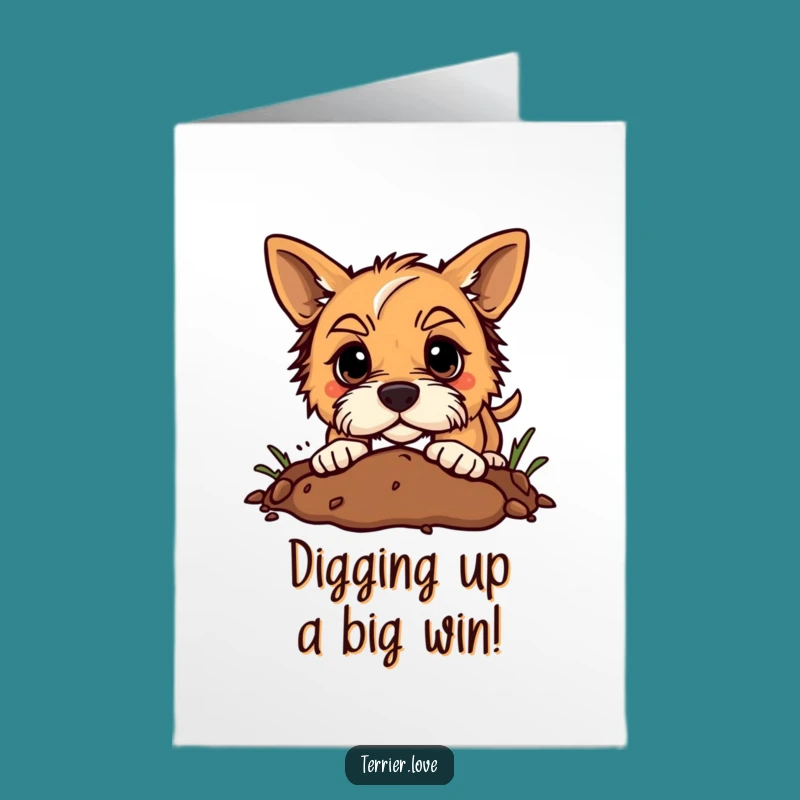 Free Printable Terrier Congrats Card: Digging Dog - Downloadable