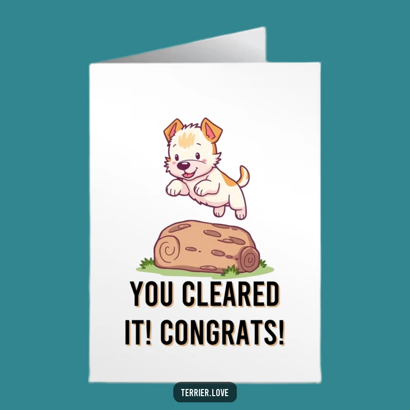 Free Printable Terrier Congratulations Card: Leap Over Obstacles with Success!