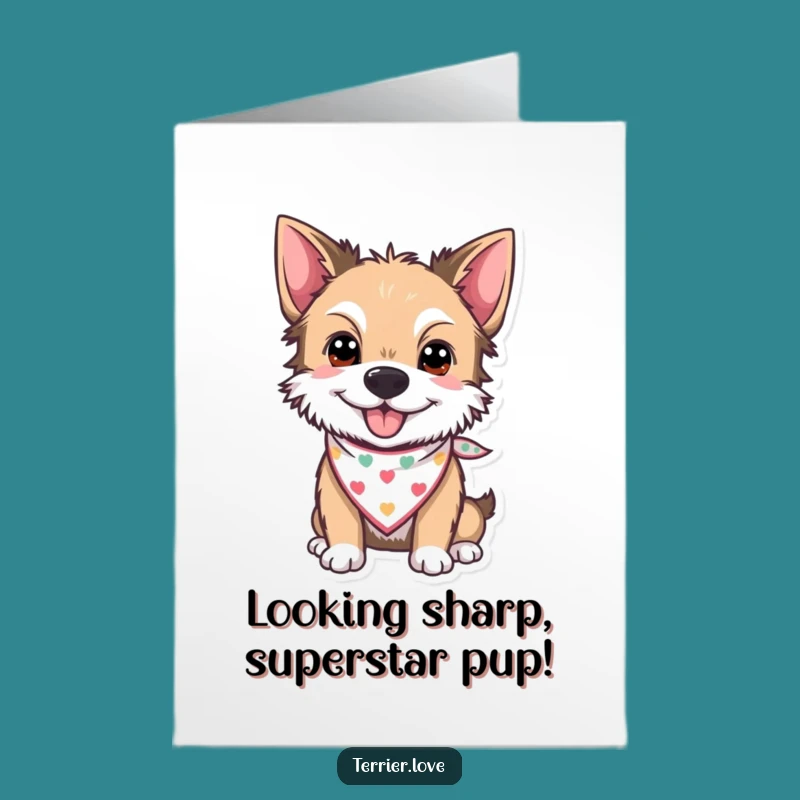 Free Printable Congrats Card: Stylish Bandana Terrier - Funny Dog Downloadable!