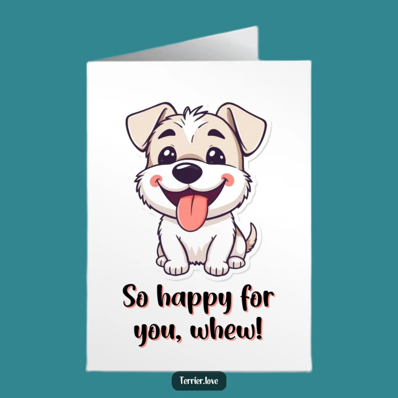 Free Printable Congrats Card: Happy Terrier, a panting downloadable gift.