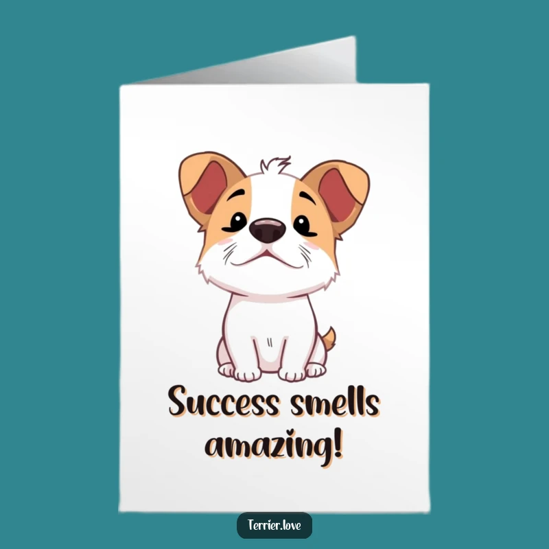 Free Printable Terrier Congrats Card: Excited Dog, Funny Downloadable Gift for News