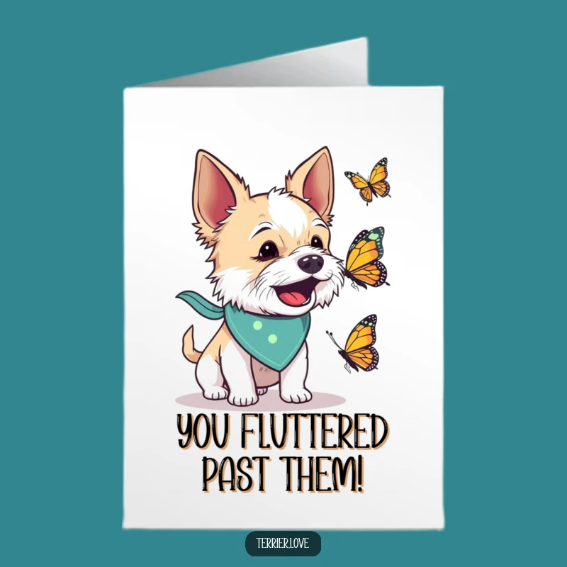 Terrier Butterfly Bark Congrats Free Printable Card - Humorous Dog