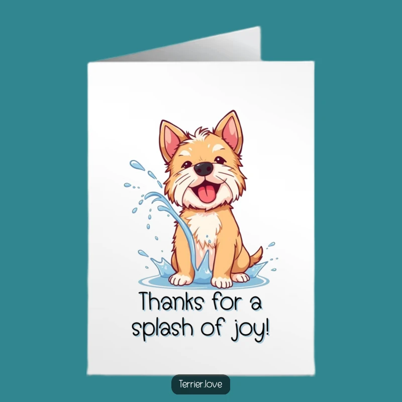 Free Printable Terrier Thank You Card: Wet Dog Gratitude Downloadable