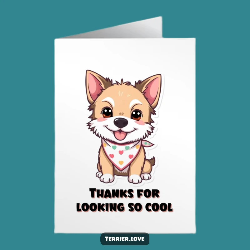 Free Printable Thank You Card: Cool Bandana Terrier - Funny Dog Downloadable!