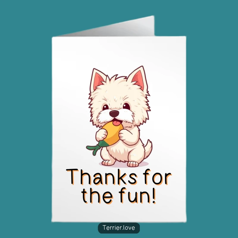 Free Printable Thank You Card: Fluffy Terrier Toy Joy, Funny Downloadable Gift