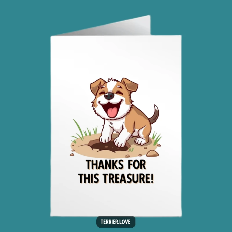 Free Printable Thank You Card: Focused Terrier Digging Grateful Downloadable Gift