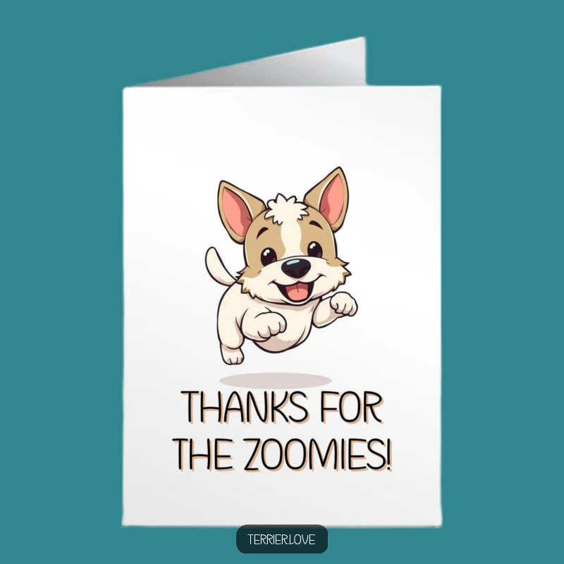 Free Printable Thank You Card: Happy Terrier Running Grateful Dog Downloadable Gift
