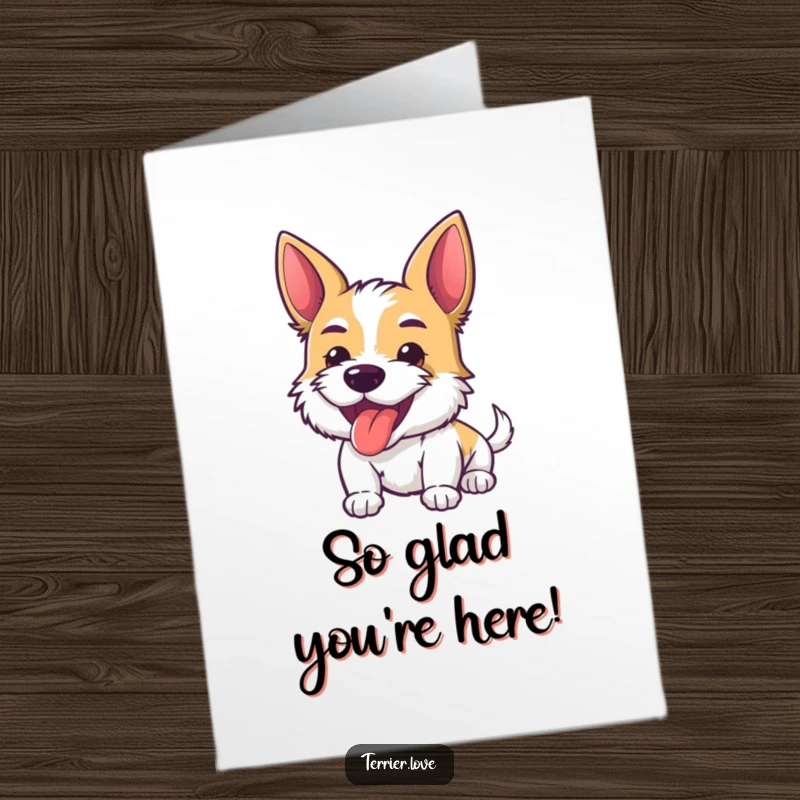 Funny Free Printable Thank You Card: Energetic terrier with tongue playfully out, conveying happy thanks.