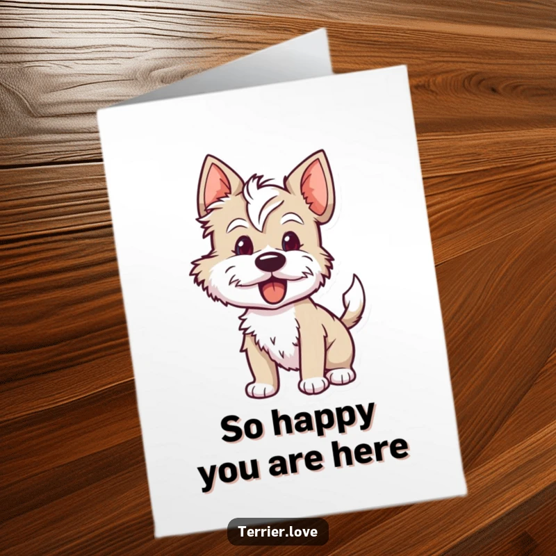 Funny Free Printable Thank You Card: An eager terrier character with its tail a blur of motion, expressing deep thanks.