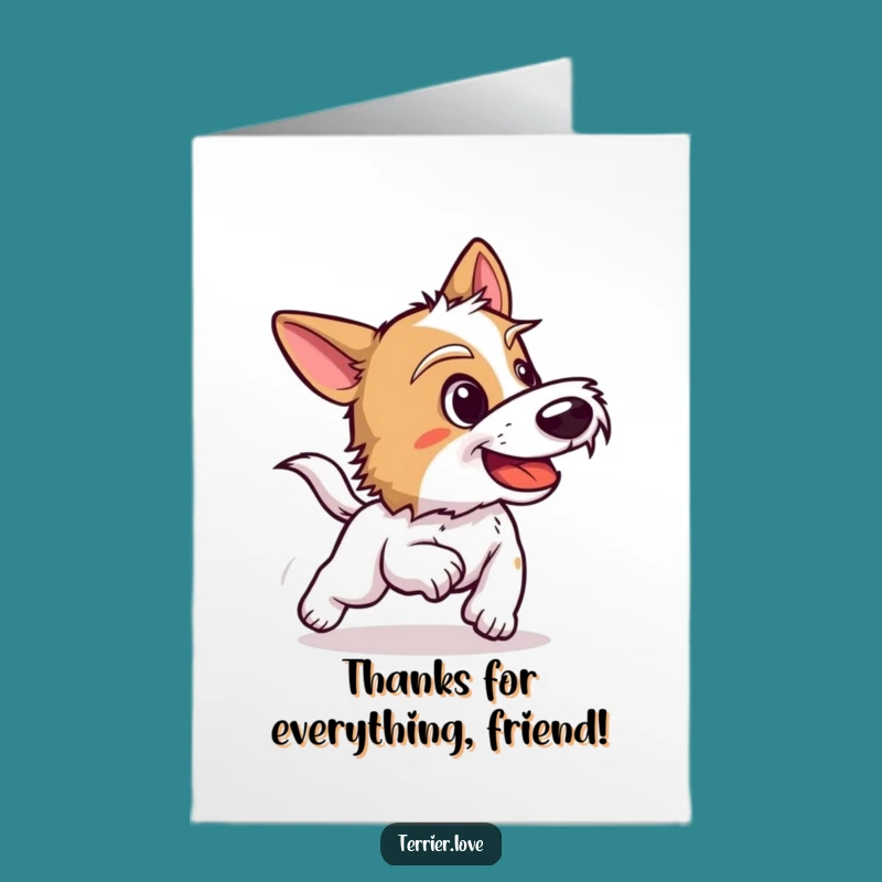 Free Printable Thank You Card: Playful Terrier Barking, Unique Downloadable Gift of Thanks