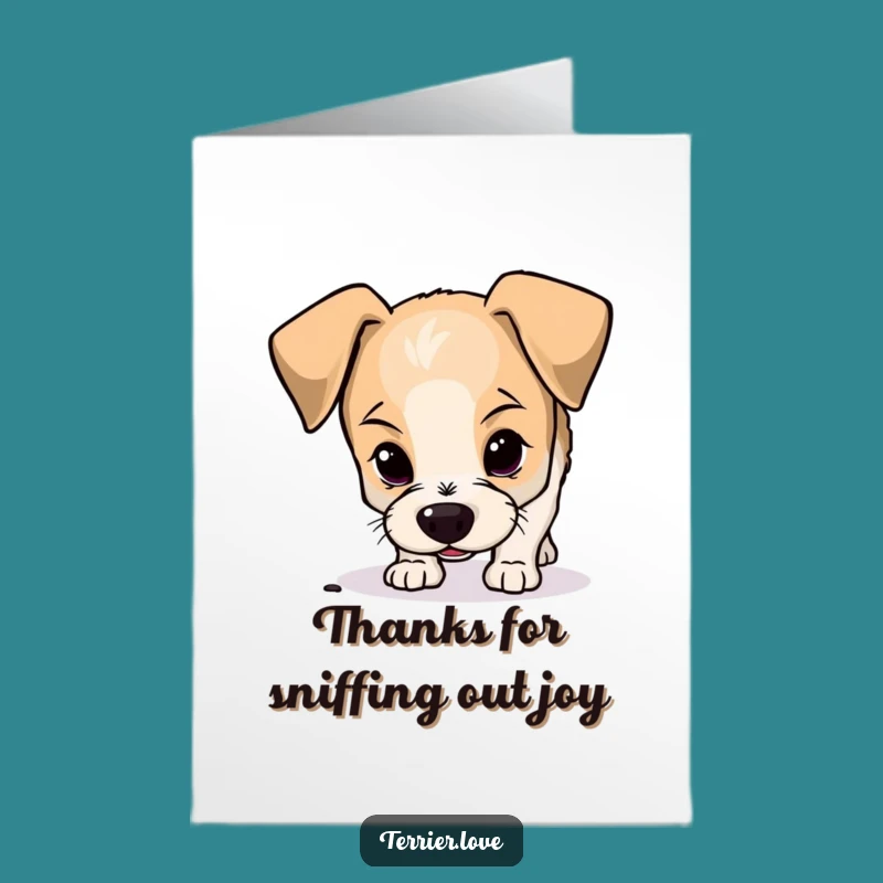Free Printable Terrier Thank You Card: Curious Dog, Floppy Ears, Humorous Downloadable Gift
