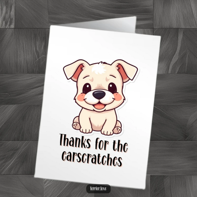 Funny Free Printable Thank You Card: Sweet terrier with soft, floppy ears expressing heartfelt thanks with a big hug.