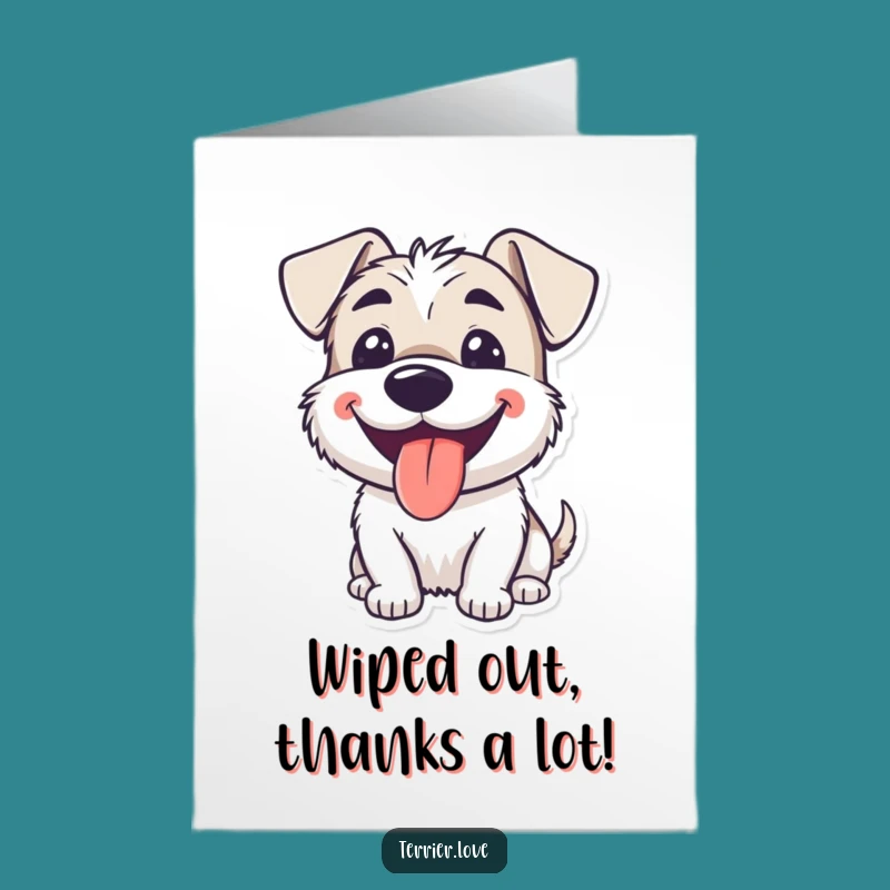 Free Printable Thank You Card: Happy Terrier, a panting downloadable gift.