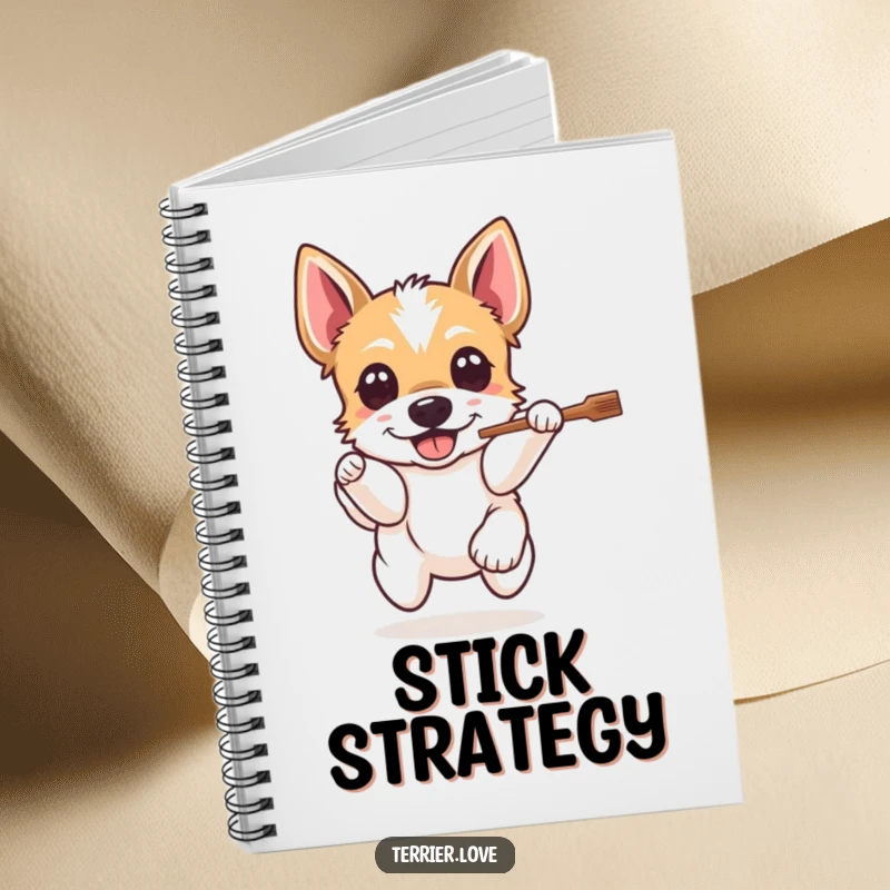 Funny Terrier Notebook: A happy dog leaps for a stick, perfect for taking notes with humor and the spirit of play.