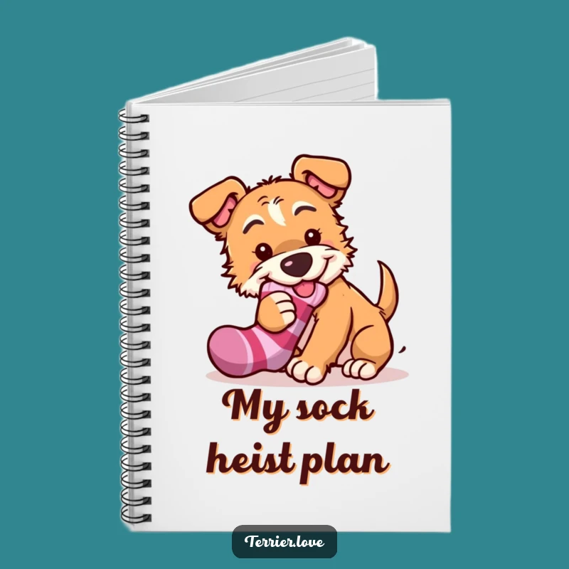 Funny Terrier Notebook - Mischievous Sock Thief Journal