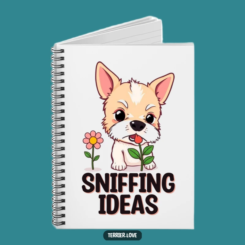 Funny Curious Terrier Notebook - Sniffing Flower Dog Journal, Explorer Pet Gift