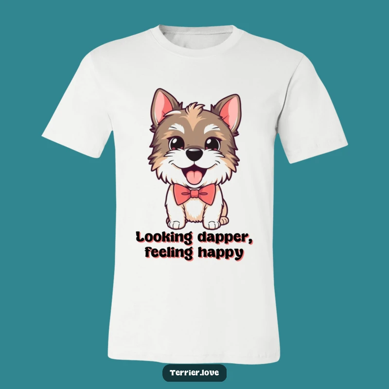 Funny Playful Terrier Bow Tie T-Shirt - Dapper Dog Fun Gift!