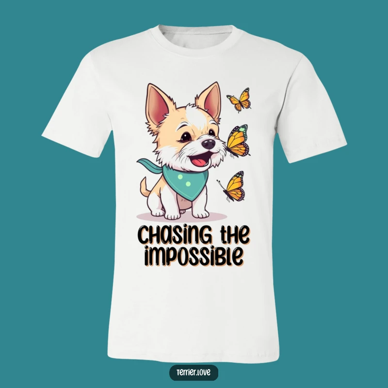Funny Terrier Butterfly Barking T-Shirt: Bandana Dog Tee, Hilarious Gift