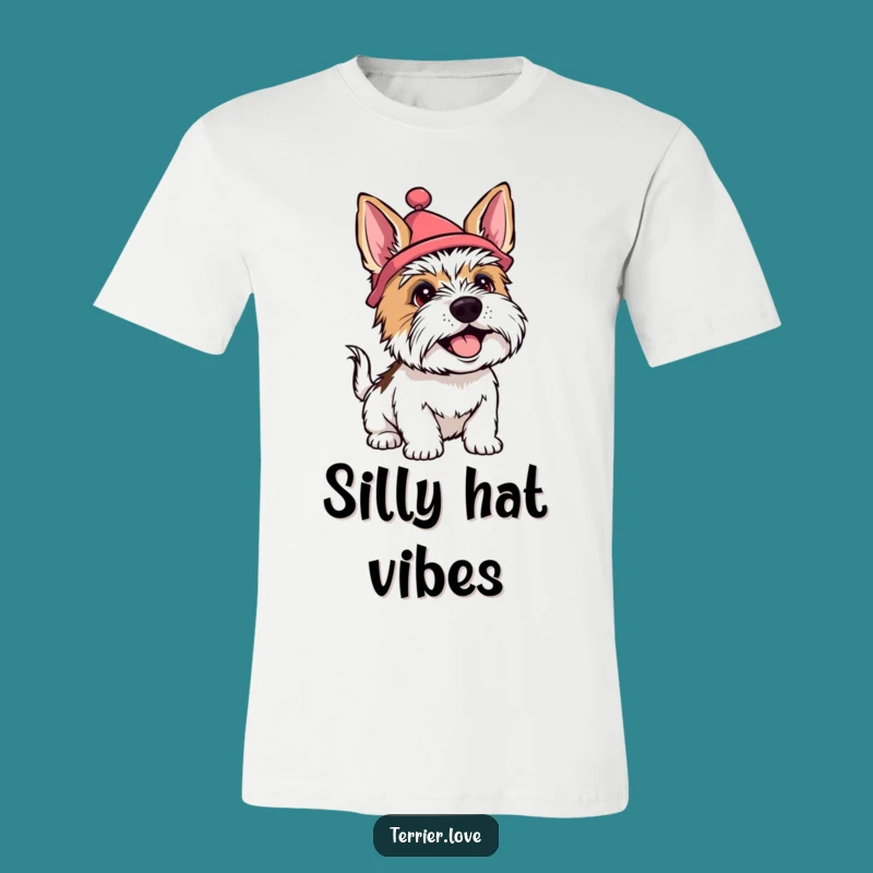 Funny Terrier Silly Hat T-Shirt - Happy & Whimsical Dog Apparel