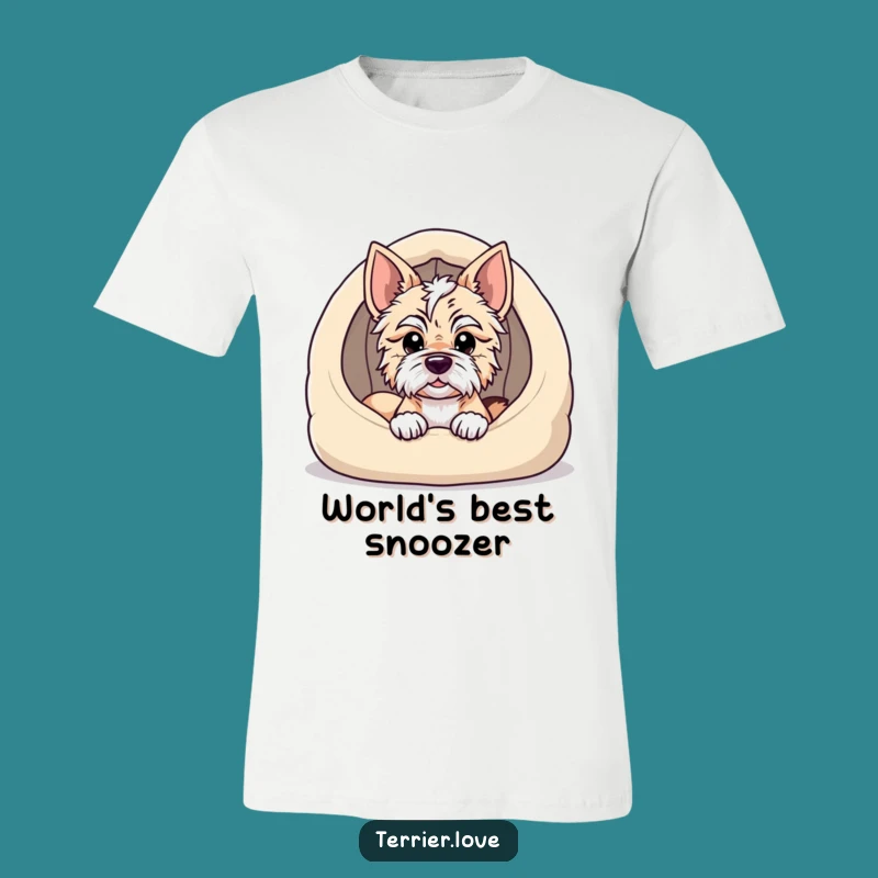 Funny Terrier T-Shirt: Peeking from Cozy Bed for Sweet Dreams