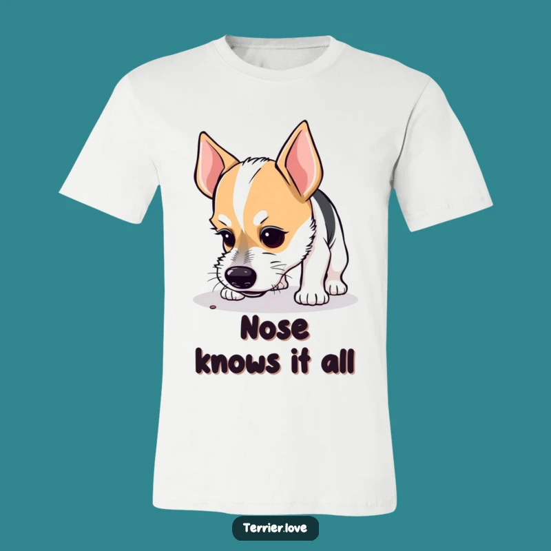 Funny Terrier T-Shirt: Curious Sniffer Dog Focused on the Ground