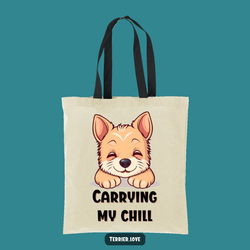 Funny Terrier Tote Bag - Content Smiling Dog Shopping Bag