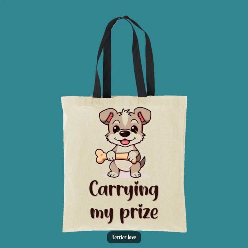 Funny Proud Terrier Tote Bag - Bone Holding Dog Carrier, Ideal Gift