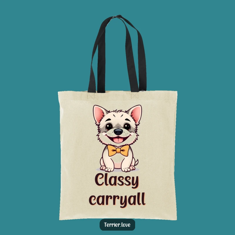 Funny Terrier Tote Bag: Bowtie, Happy Grin, Chic Gift for Shoppers