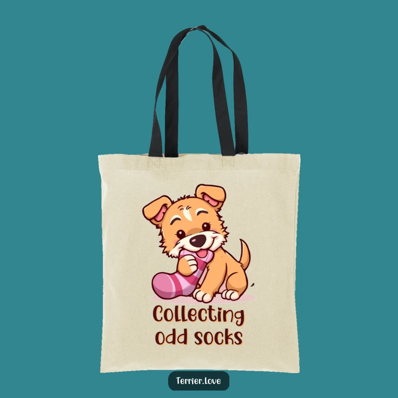 Funny Terrier Tote Bag - Mischievous Sock Thief Shopping Bag