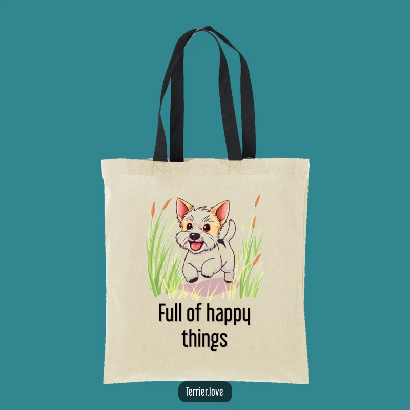 Funny Happy Terrier Tote Bag: Carry Joy and Essentials
