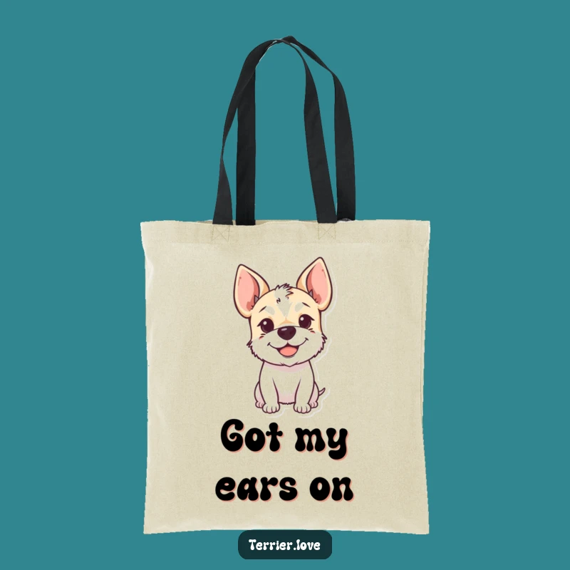 Funny Terrier Tote Bag: Cheerful Dog with Perky Ears, Stylish Funny Gift Accessory